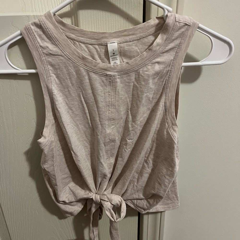 lululemon cream/white tie front top